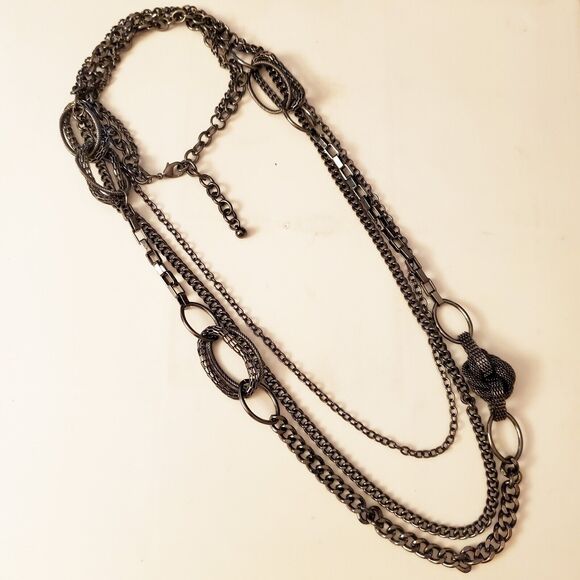 Premier Designs Jewelry Urbanite 36" + 3" Necklace Hematite Multi-Strand Chains - Picture 1 of 2